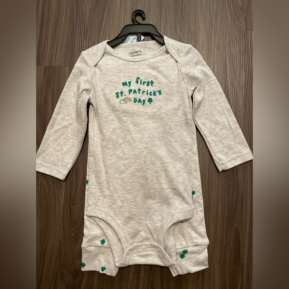 Carter's Gray and Green St. Patrick's Day Baby matching set size 12 months - Picture 1 of 5